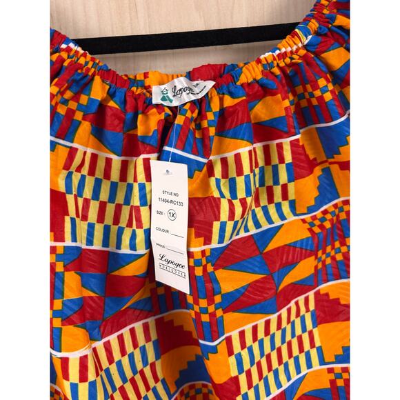 Colorful Geometric Print Off Shoulder Top Women’s 1X Festival Boho - Picture 5 of 9